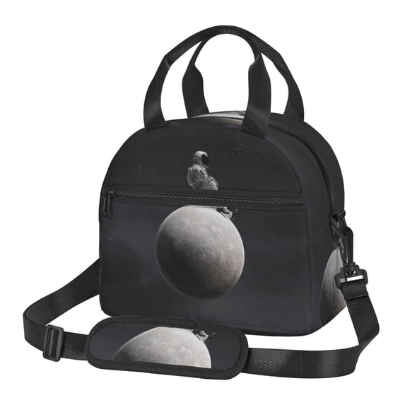 Naloa Astronaut Sitting On Mercury Planet Print Lunch Bag for Women & Men Insulated Lunch Box or Cooler Lunch Tote Bags for Work, Travel, Outdoor
