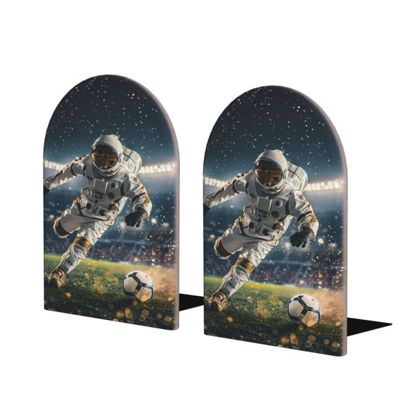 Naloa Astronaut Soccer Field 2 Pcs Bookend Large Capacity Office Book Ends for Home Office Library School Study Decoration