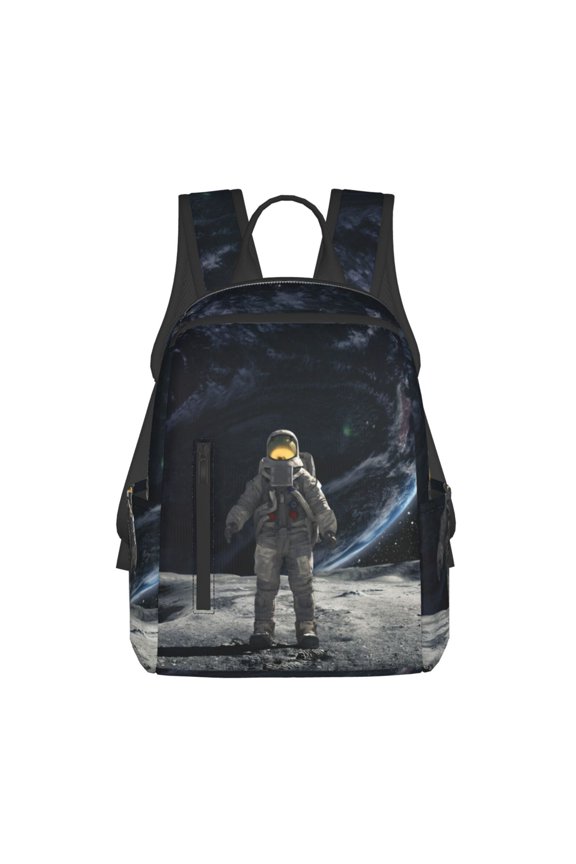 Astronaut Standing In The Moon Print Lightweight DayBackpack Suitable for school, work, shopping, travel, etc.