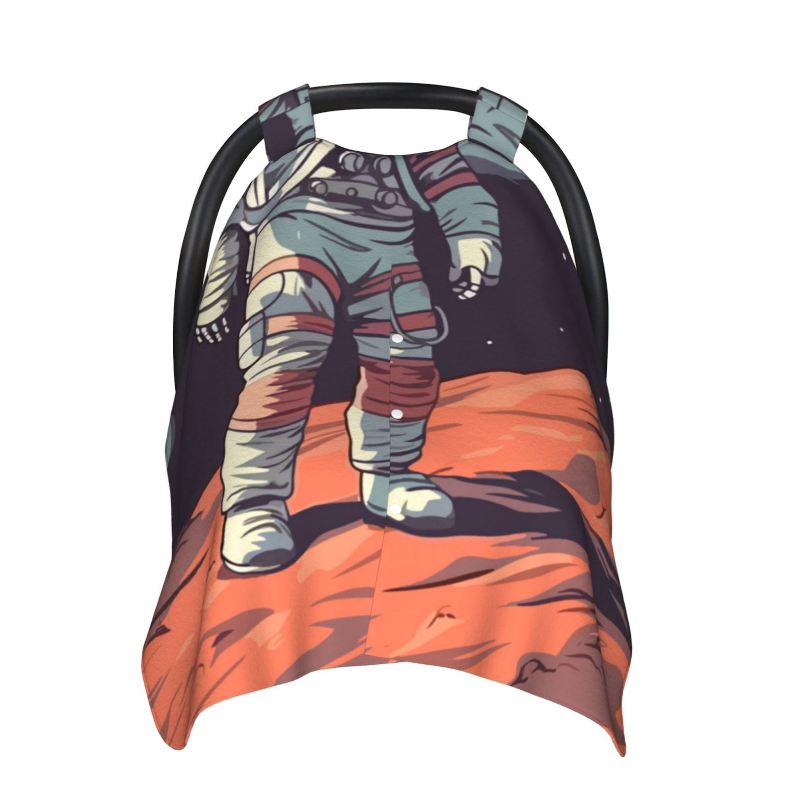 Naloa Astronaut With American Flag Baby Car Seat Cover, Breathable Baby Carrier Cover, Multiuse Baby Carrier Cover & Nursing Breastfeeding Cover
