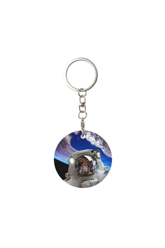 Naloa Astronaut in Outer Space Print Round Keychain Keychain Key Ring, Key Tag, Key Chain Bulk for Gift Accessories (Round)