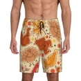 thumbnail image 1 of Naloa Autumn Animal Maple Leaves Men's Short Pajama Pants, Pj Shorts, Lounge Comfort Shorts-Small, 1 of 6
