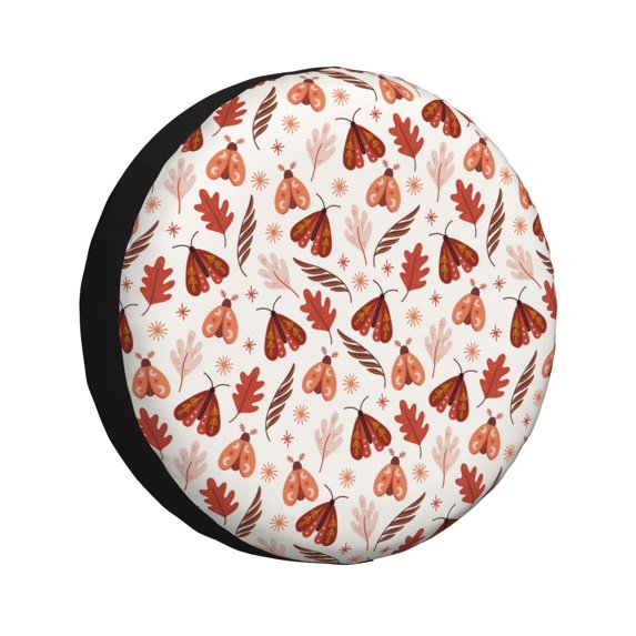 Naloa Autumn Brown Butterfly PVC Leather Spare Tire Wheel Cover Spare Tire Cover, for Car Truck SUV Camper Trailer Universal Fit(14-17in)-17 inch
