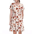 thumbnail image 1 of Naloa Autumn Brown Butterfly Print Womens Summer A-Line Dress with Pockets,Short Sleeve Dresses,Flowy Beach Swing Dress for Vacation Travel, 1 of 6