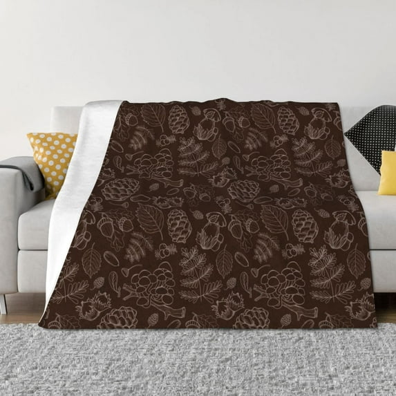Naloa Autumn Brown Plants Flannel Fleece Throw Blanket for Bed Couch, Thick Blanket - All Seasons Suitable for Women, Men and Kids-50"x40"