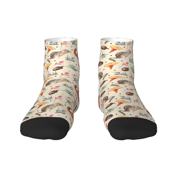 Naloa Autumn Forest Animals Ankle Socks for Women Non Slip Socks No Show Socks Classic Low Cut Casual Socks Casual Socks