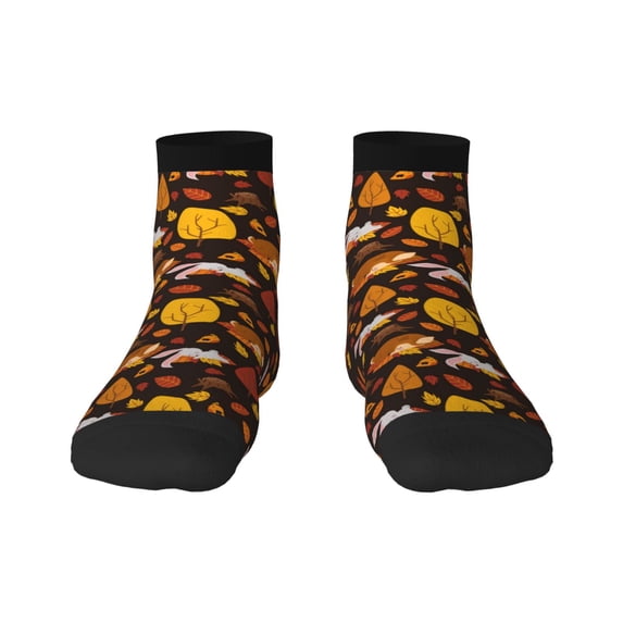 Naloa Autumn Forest Small Animals Lazy Ankle Socks for Women Non Slip Socks No Show Socks Classic Low Cut Casual Socks Casual Socks