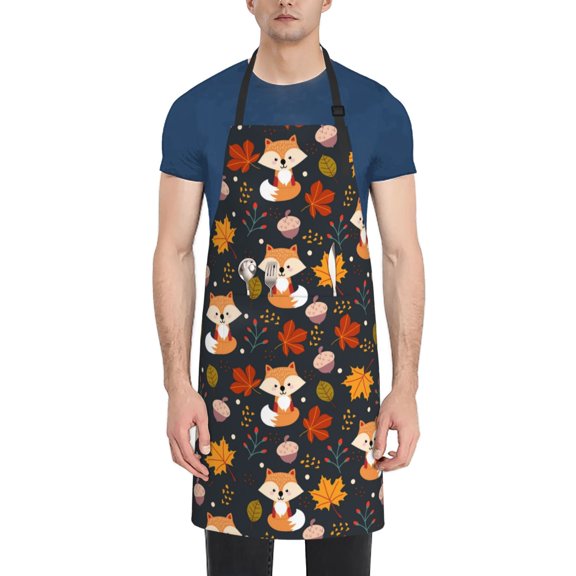 Naloa Autumn Fox Apron Kitchen Aprons with Pockets for Women Men Chef