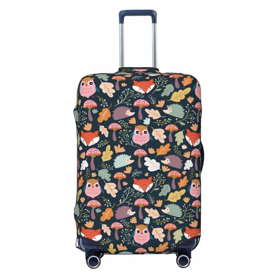 Naloa Autumn Fox Owl Elastic Suitcase Protector, Travel Suitcase Protector Cover Fits 18-32in Suitcase - Medium