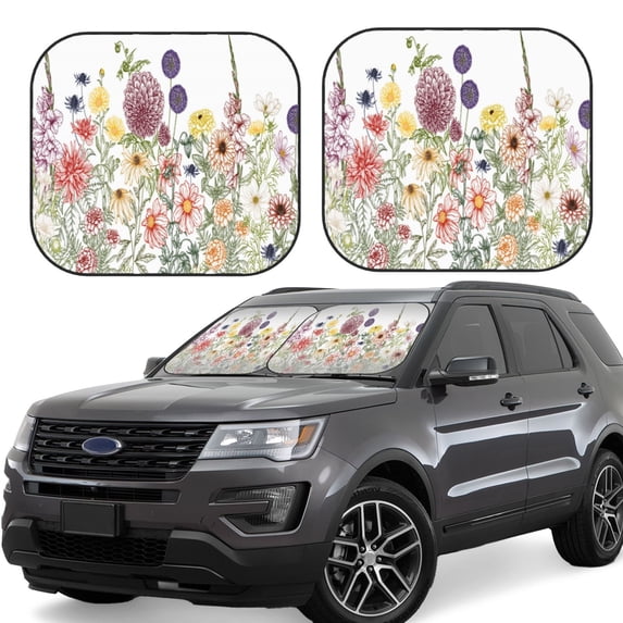 Naloa Autumn Garden 2 Piece Foldable Car Sun Shades, Car Windshield Sunshade, Front Window Sunshade for Car, Truck, SUV - Medium