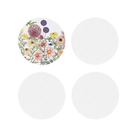 Naloa Autumn Garden Leather Coasters for Drinks, Durable Drink Coasters 4 Set for Tabletop Protection, Luxurious Home Décor and Housewarming Gift ( {designName})Round Shape