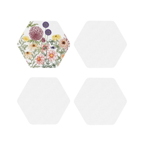 Naloa Autumn Garden Leather Coasters for Drinks, Durable Drink Coasters 4 Set for Tabletop Protection, Luxurious Home Décor and Housewarming Gift ( {designName})Hexagon