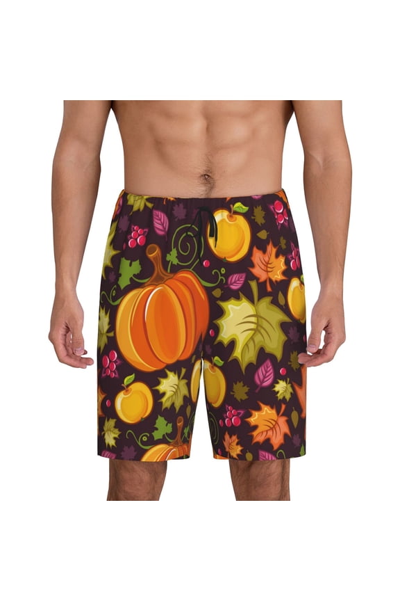Autumn Harvest Pumpkin Joy Men's Short Pajama Pants, Pj Shorts, Lounge Comfort Shorts-X-Large