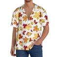 thumbnail image 1 of Naloa Autumn Leaves 1 Men's Loose Fit Cuban Collar Short-Sleeve Shirt, Hawaiian Shirts, Mens Shirts Casual for Everyday Wear Outings-Small, 1 of 5