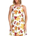 thumbnail image 1 of Naloa Autumn Leaves 1 Print Women's Summer Spring Casual Beach Sundress,Vacation Sleeveless Tank Crewneck Loose Dresses, 1 of 7