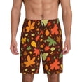 thumbnail image 1 of Naloa Autumn Leaves Men's Short Pajama Pants, Lounge Comfort Shorts with Elasticized Waistband and Side Pockets - Medium, 1 of 9