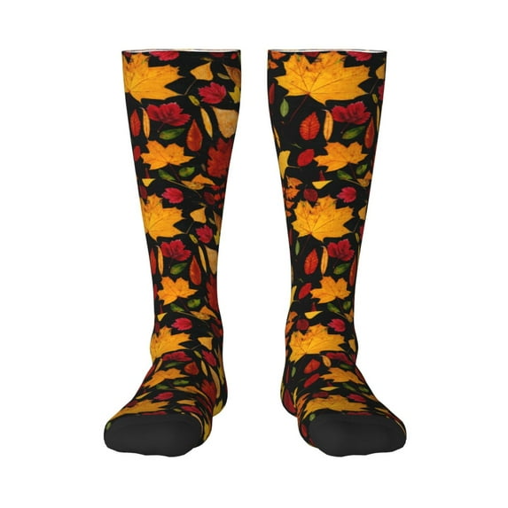 Naloa Autumn Maple Leaves A Knee Socks, High Socks Long Stretchy Sock Women Knee High Stocking, Long Socks for Women