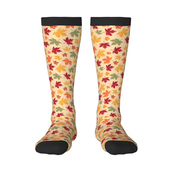 Naloa Autumn Maple Leaves Knee Socks, High Socks Long Stretchy Sock Women Knee High Stocking, Long Socks for Women