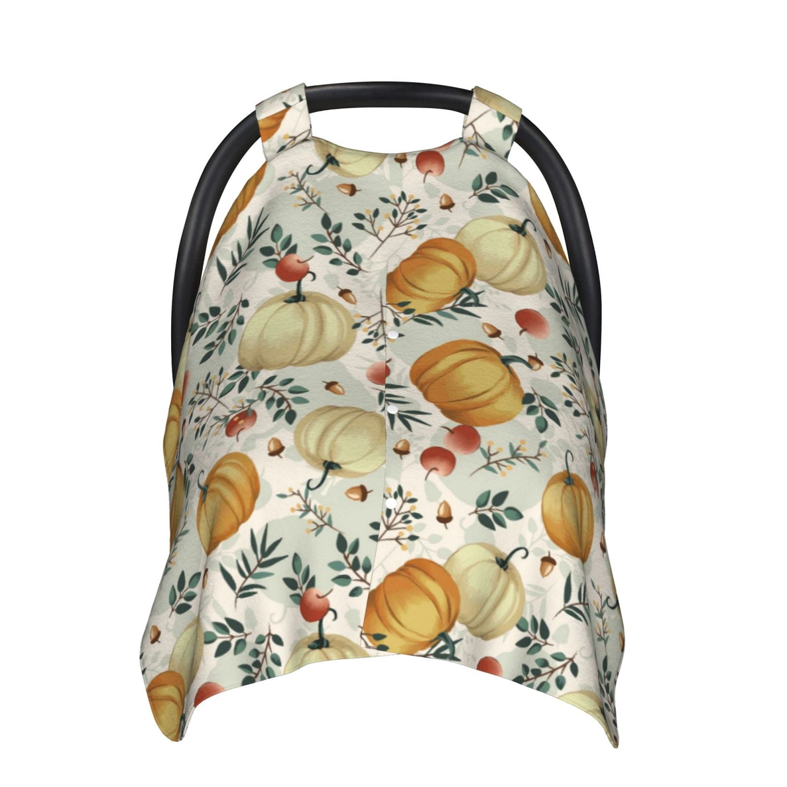 Naloa Autumn Pumpkins Leaves Baby Car Seat Cover, Breathable Baby Carrier Cover, Multiuse Baby Carrier Cover & Nursing Breastfeeding Cover