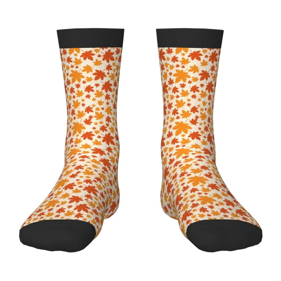 Naloa Autumn Red and Orange Maple Leaves Kids Socks Unisex Kids and Toddlers' Crew Socks, ,1 Pairs