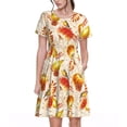 thumbnail image 1 of Naloa Autumn With Birds Print Womens Summer A-Line Dress with Pockets,Short Sleeve Dresses,Flowy Beach Swing Dress for Vacation Travel, 1 of 6