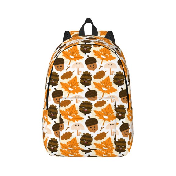Naloa Autumn Woodland Characters Canvas Backpack for Men Women Rucksack Casual Travel Daypack College Tote Satchel Bookbag for Teens-Small