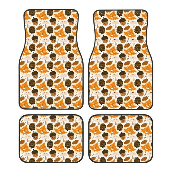Naloa Autumn Woodland Characters Car Foot Mat Set of 4 Pieces - Universal Floor Liner Neoprene Full Set Floor Mats for Cars Trucks SUV