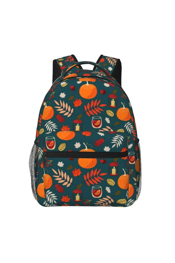 Autumn with Pumpkins Print Solid Color Tie Formal Necktie for MenSuitable for business, daily life, work