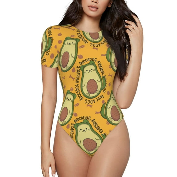 Naloa Avocado Dog Women's Short-Sleeved Onesie, One-Piece Swimsuit for Parties, dates, clubs - XX-Large