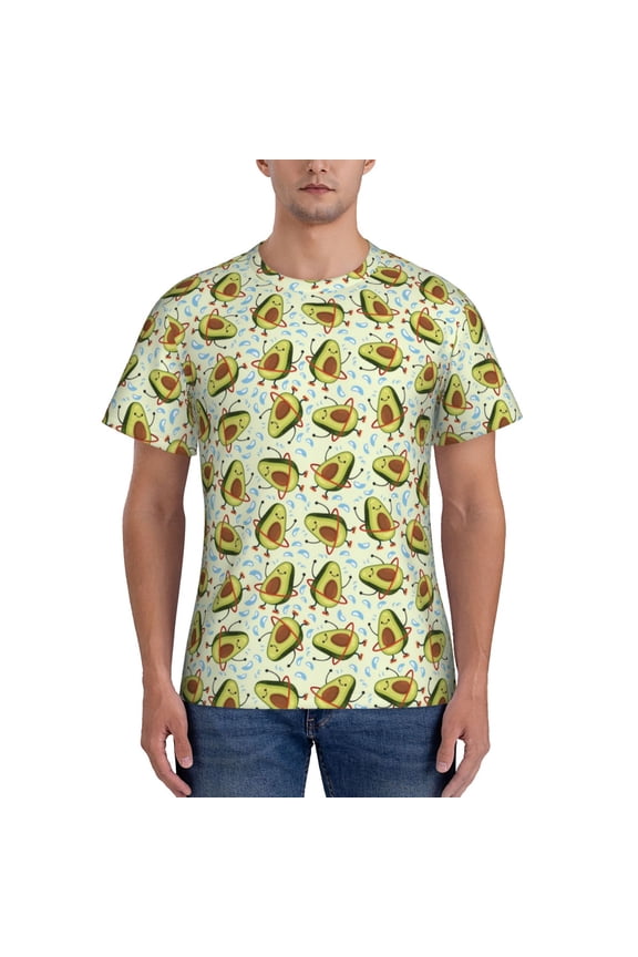 Avocado Doing Sport Men's T-Shirt Sport T-shirt Men's Basic Tee Casual Men's Shirt, Round Neck, Short Sleeves - Small