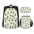 thumbnail image 1 of Naloa Avocado Friends Print Large Capacity Backpack Lunch Bag Pencil Case Combination 3 Piece Set for Student, 1 of 8