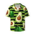 thumbnail image 1 of Naloa Avocado Green Striped Men's Loose Fit Cuban Collar Short-Sleeve Shirt with Button-down and Chest Pocket for Everyday Wear Outings - 4X-Large, 1 of 7
