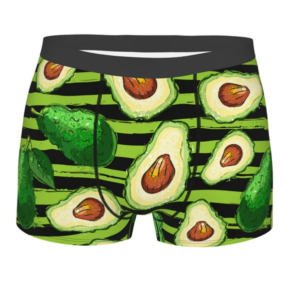 Naloa Avocado Green Striped Print Mens Underwear - Boxers for Men, Classic Briefs for Men
