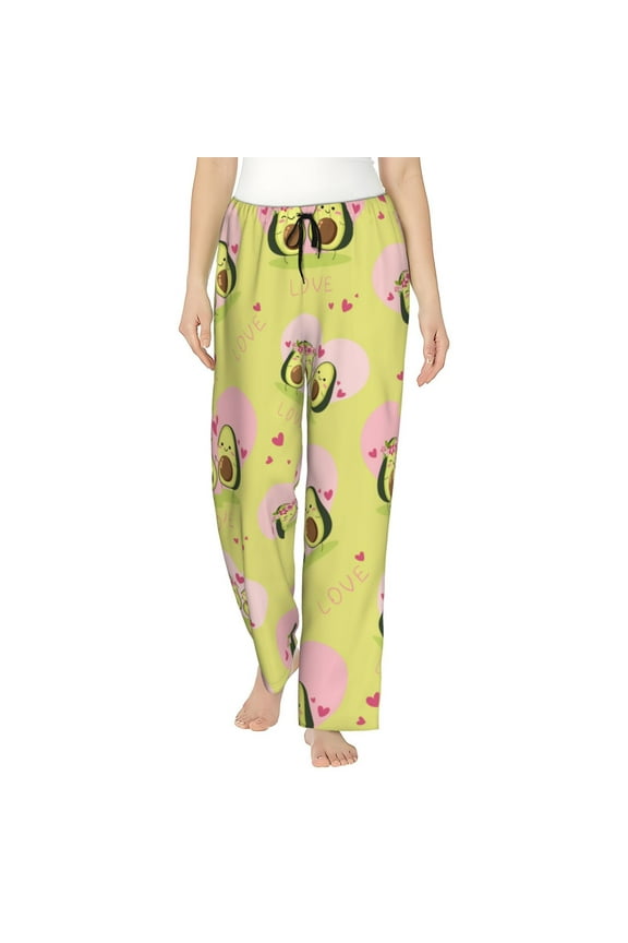 Avocado Lovers Print Women’s Ultra-Soft Comfy Pajama Lounge Pants with Pockets & Drawstring