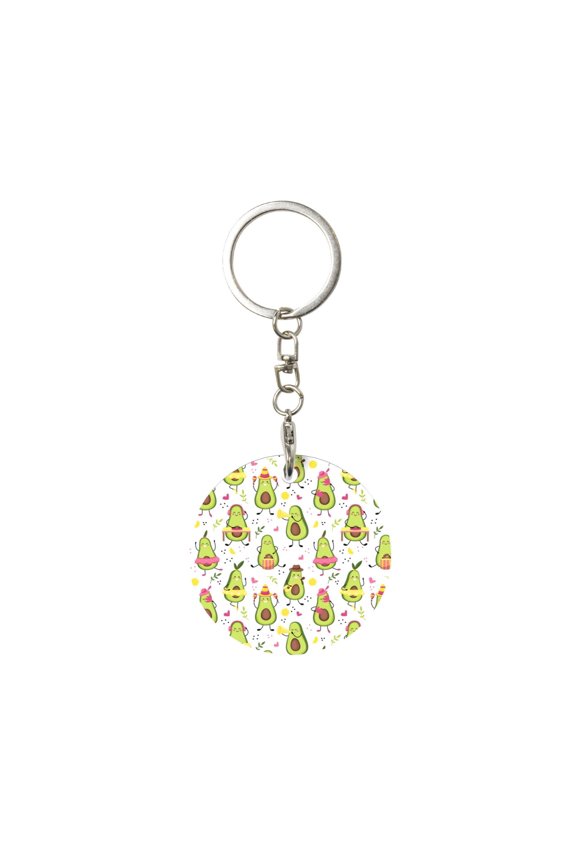 Naloa Avocado Playing Music Print Round Keychain Keychain Key Ring, Key Tag, Key Chain Bulk for Gift Accessories (Round)