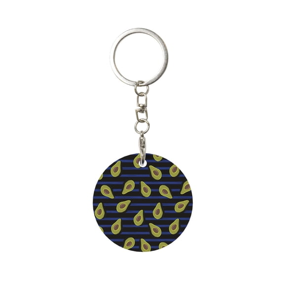 Naloa Avocado Print Round Keychain Keychain Key Ring, Key Tag, Key Chain Bulk for Gift Accessories (Round)