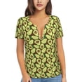 thumbnail image 1 of Naloa Avocado Print T-Shirts Short Sleeve V Neck Tees for Women Fashion Tops Trendy Lightweight Soft Casual Summer Outfits Clothes, 1 of 5