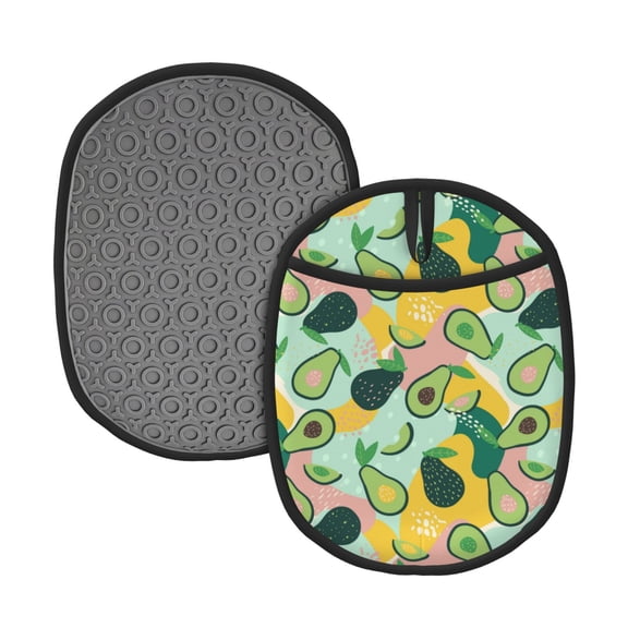 Naloa Avocado Silicone Pot Holders, Oven Mitts Heat Resistant Hot Pads, Non Slip Pot Holder for Kitchen Baking and Cooking 9.4 x 7.5 Inches