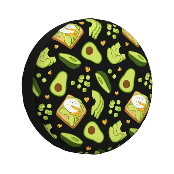 Naloa Avocado Toast PVC Leather Spare Tire Wheel Cover Spare Tire Cover, for Car Truck SUV Camper Trailer Universal Fit(14-17in)-16 inch