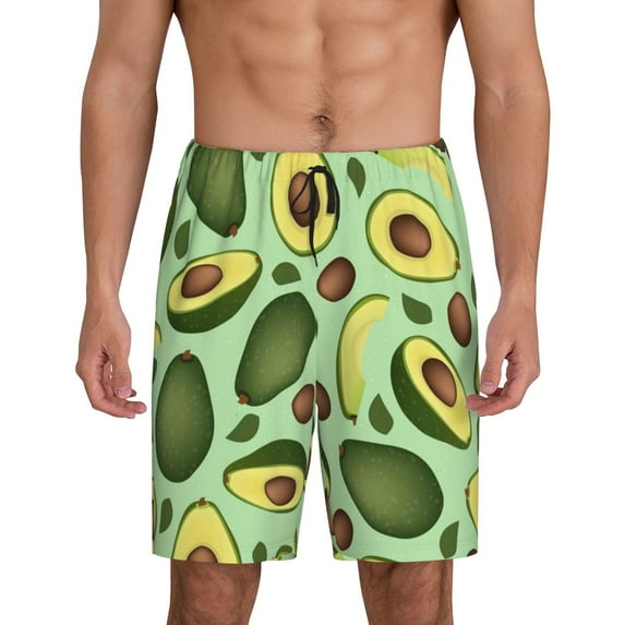 Naloa Avocado With Seeds Men's Short Pajama Pants, Lounge Comfort Shorts with Elasticized Waistband and Side Pockets - Small