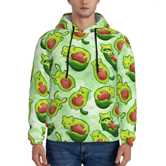Naloa Avocado color cute animals Men's Casual Hooded Collar Drawstring Hoodies Pullover Sweatshirts Casual Long Sleeve Shirts-4X-Large