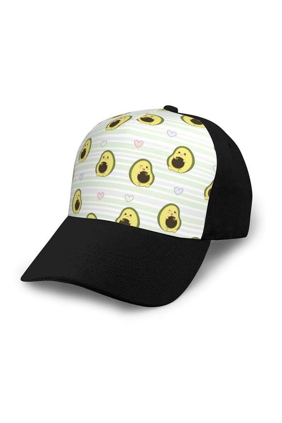 Avocado of a Hear Adult adjustable Print Baseball Hat, Patchwork curved brim baseball capfor Men and Women, One Size