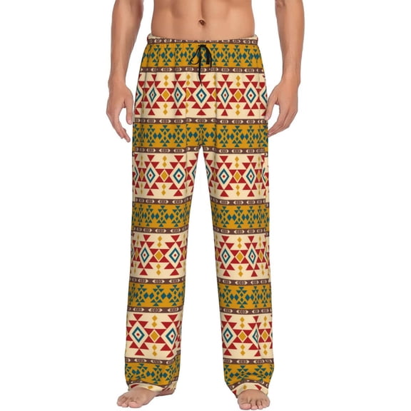 Naloa Aztec Pajama Pants Men, PJ Bottoms, Sleep & Lounge Pants-Medium