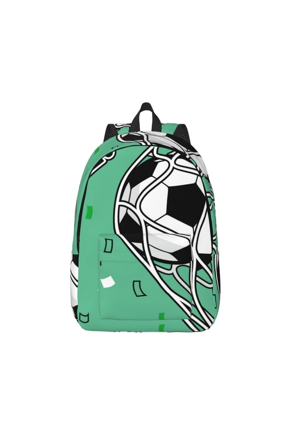 BALL INSIDE THE NET GOAL Canvas Backpack for Men Women Rucksack Casual Travel Daypack College Tote Satchel Bookbag for Teens-Medium