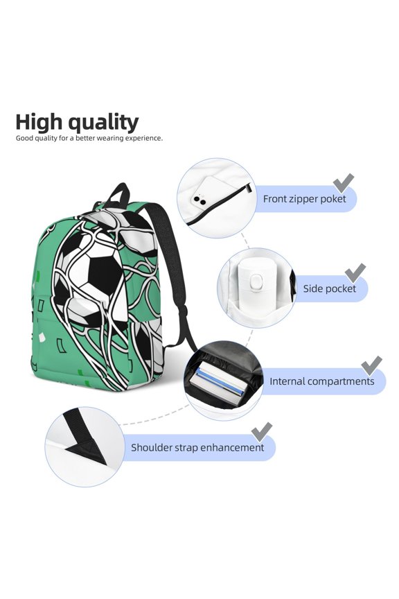 BALL INSIDE THE NET GOAL Print Durable Canvas College Rucksack,Laptop Excursion Backpack,Travel Notebook School Backpack,Bookbag For Men Women