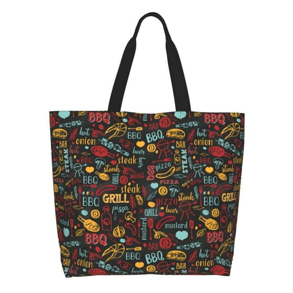 Naloa BBQ Barbecue Grill Tote Bag for Women Large Capacity Shoulder Bag for College Work Travel Shopping