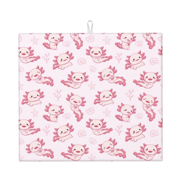 Naloa Baby Salamander Dish Drying Mat for Kitchen Counter, Heat Resistant Drainer Mats, Absorbent Draining Mat,Dish Rack Pad,16"x18"