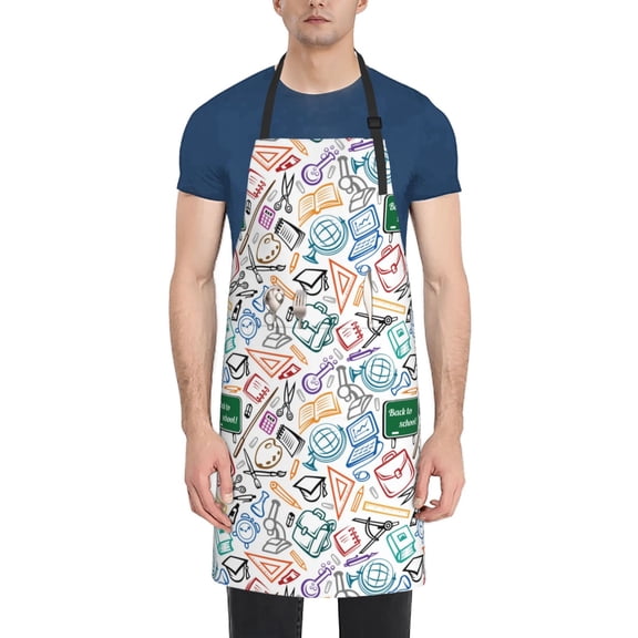 Naloa Back To School Apron Kitchen Aprons with Pockets for Women Men Chef