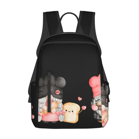 Naloa Baker Gnome Print Lightweight DayBackpack Suitable for school, work, shopping, travel, etc.