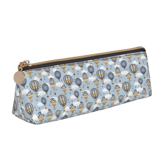 Naloa Balloon Vintage Print Leather Pencil Case - Portable Big Capacity Pencil Pouch Organizer Bag Stationery Bag for Work & Office Pencil Pen Case